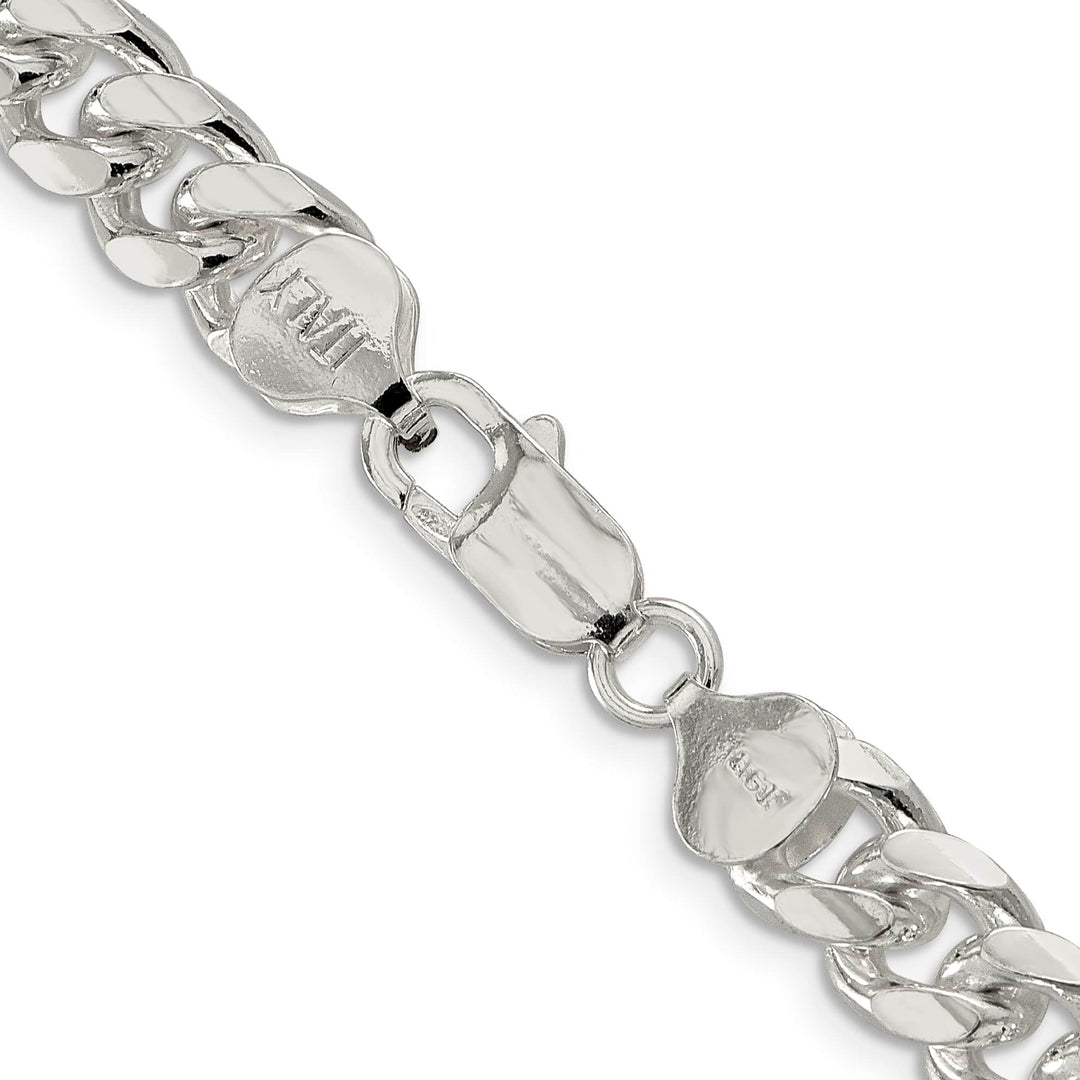 Sterling Silver 8.5mm Domed with Side D.C. Curb Chain 26 Inch