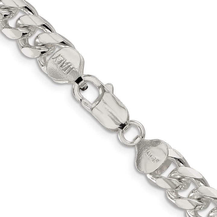 Sterling Silver 8.5mm Domed with Side D.C. Curb Chain 26 Inch