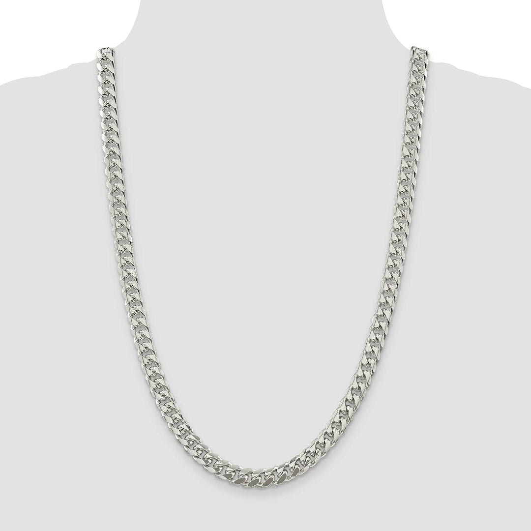 Sterling Silver 8.5mm Domed with Side D.C. Curb Chain 26 Inch