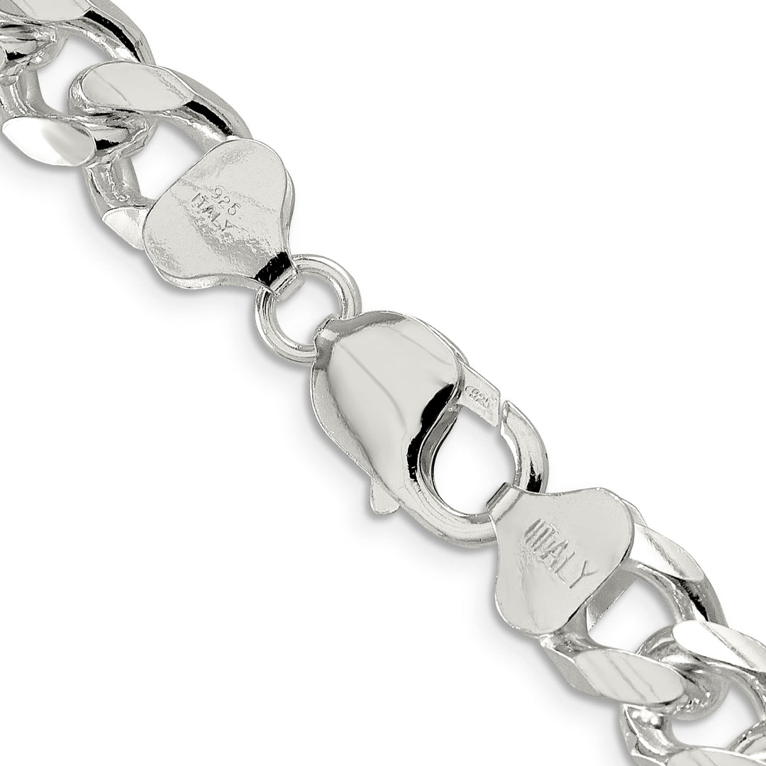 Sterling Silver 10.5mm Domed with Side D.C. Curb Chain 26 Inch