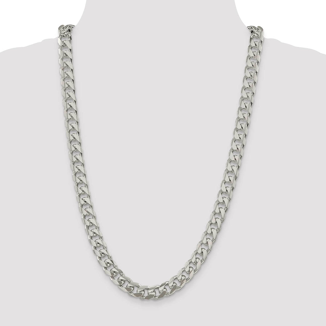 Sterling Silver 10.5mm Domed with Side D.C. Curb Chain 26 Inch