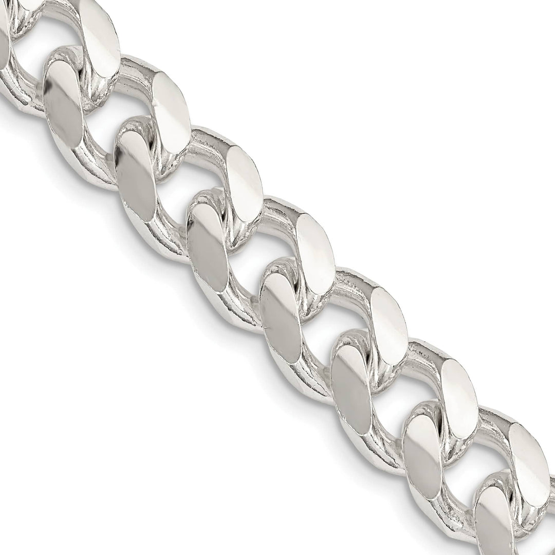 Sterling Silver 10.5mm Domed with Side D.C. Curb Chain 26 Inch