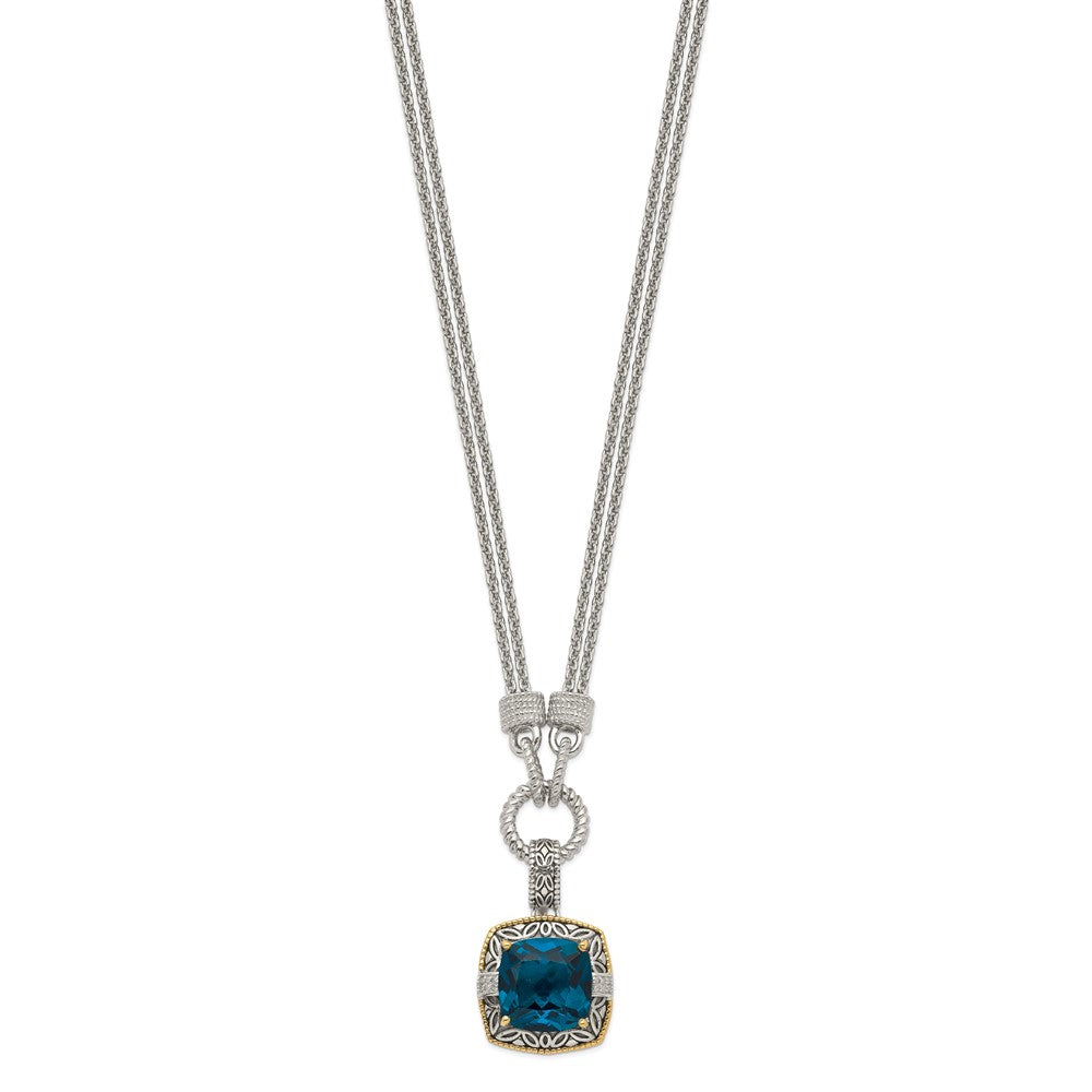 Sterling Silver Topaz and Diamond Plus Ext. 18 inch Necklace