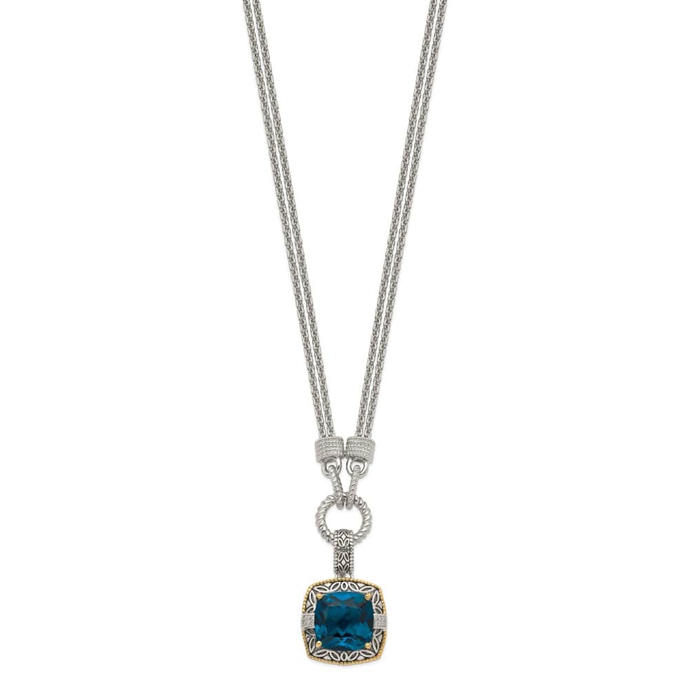 Sterling Silver Topaz and Diamond Plus Ext. 18 inch Necklace