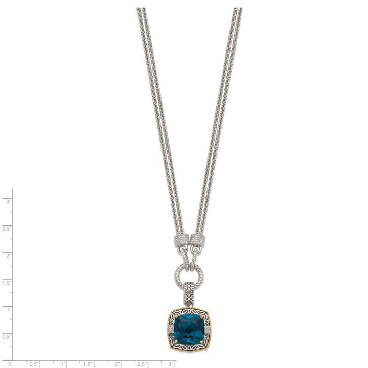 Sterling Silver Topaz and Diamond Plus Ext. 18 inch Necklace