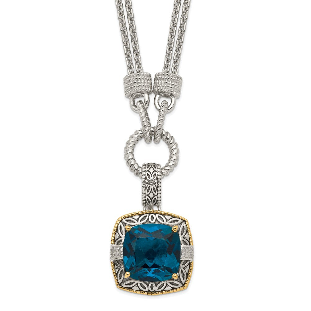 Sterling Silver Topaz and Diamond Plus Ext. 18 inch Necklace