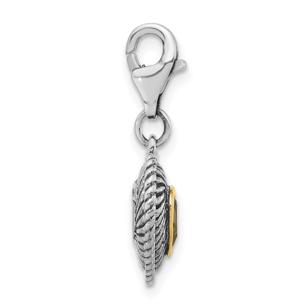 Sterling Silver with 14k Accent & Antiqued Lemon Quartz Heart Charm