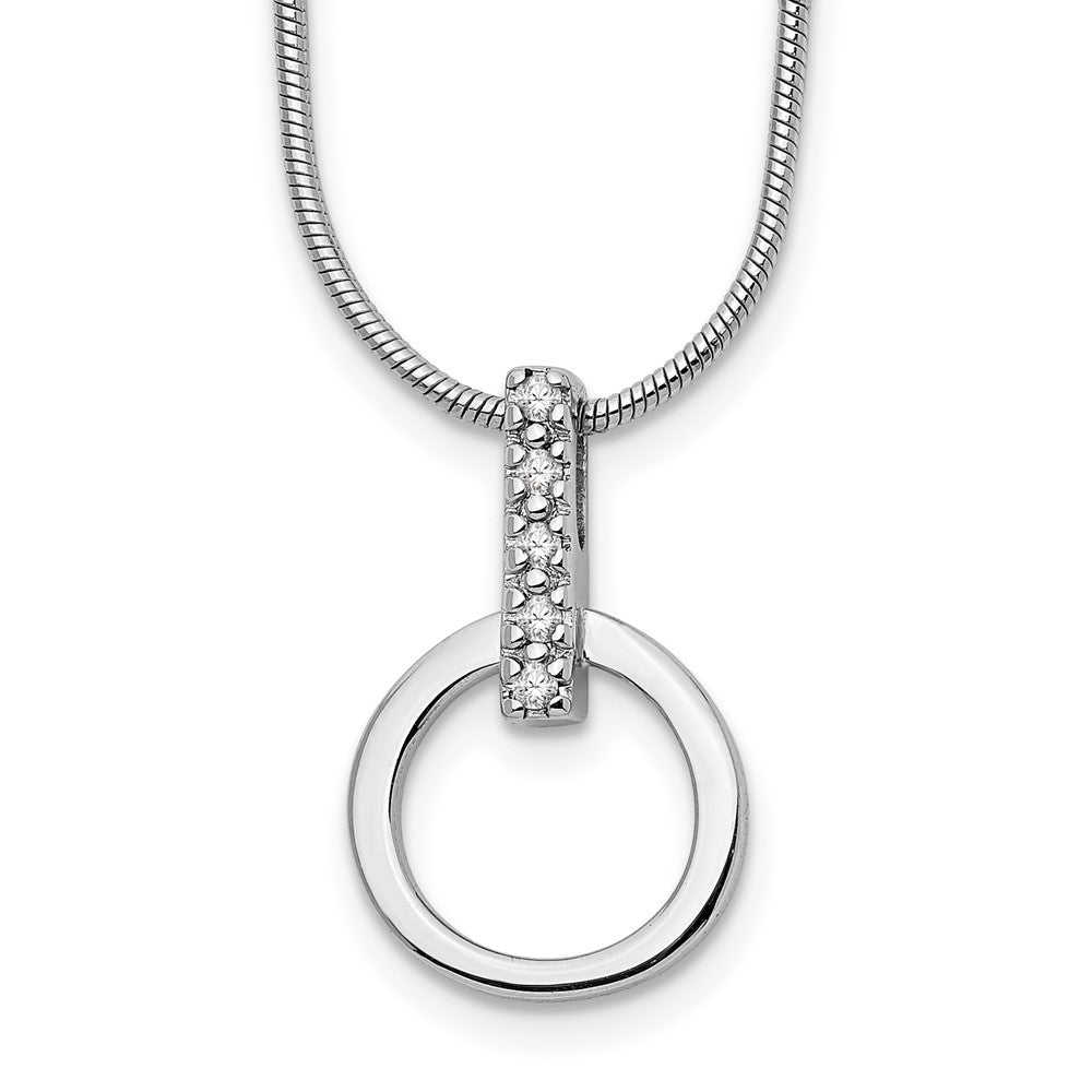 Sterling Silver White Ice Open Circle Diamond 0.05 ct 20 inch Necklace