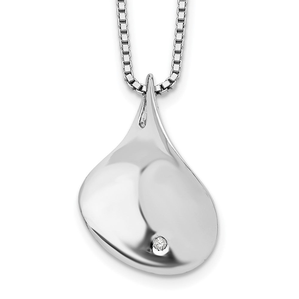 Sterling Silver White Ice Diamond Teardrop 21x15 mm 20 inch Necklace