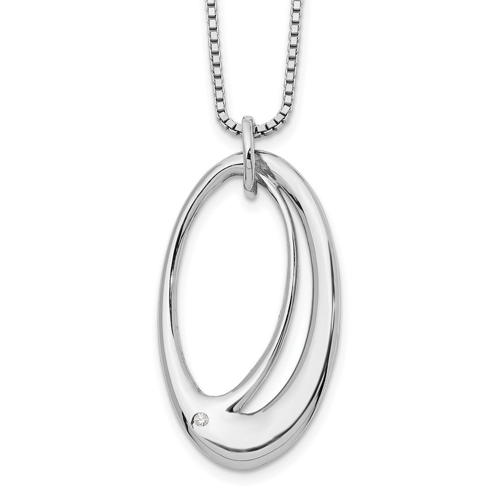 Sterling Silver White Ice Open Oval Diamond 20 inch Necklace