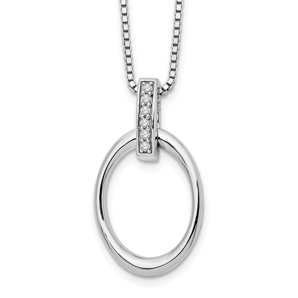 Sterling Silver Diamond Open Oval 6 Stone Box Chain 20 inch Necklace