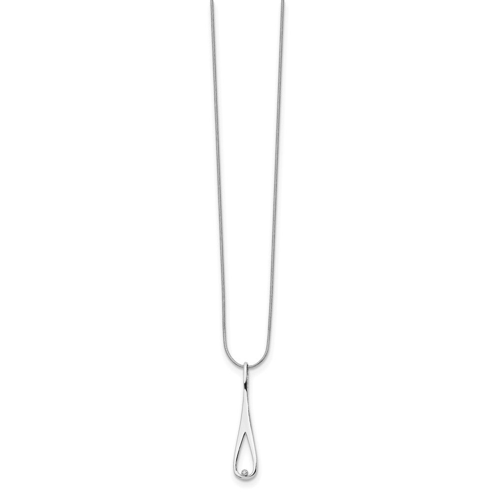 Sterling Silver Diamond Open Teardrop Snake Chain 20 inch Necklace