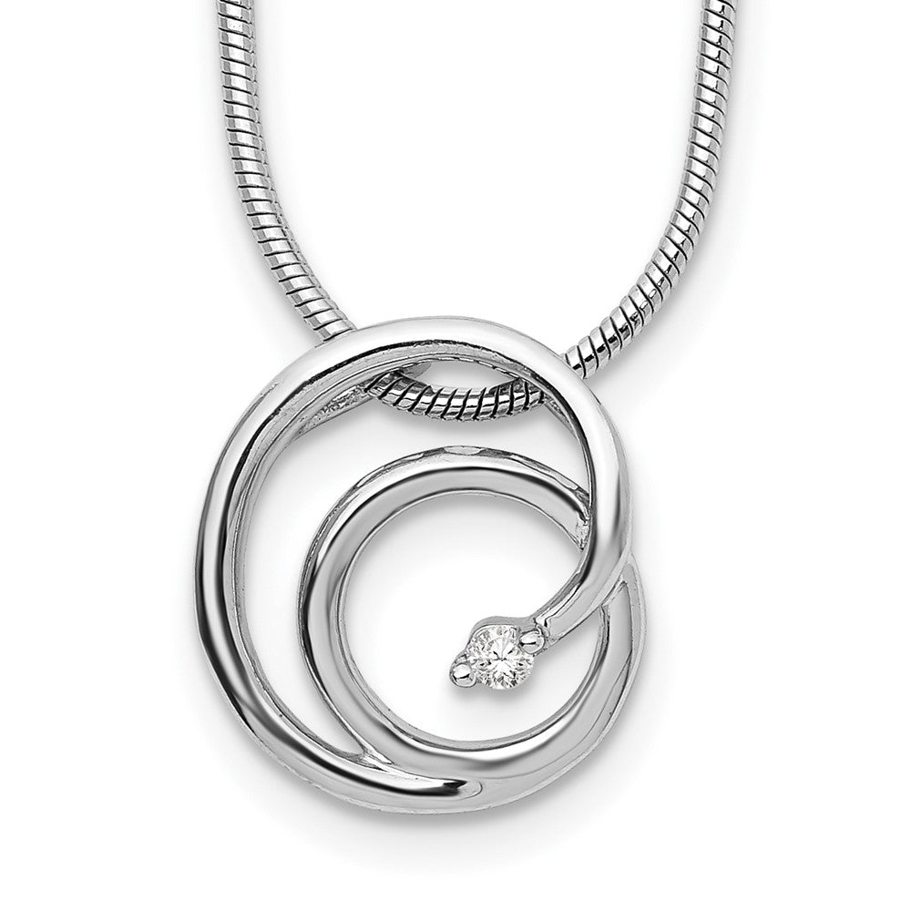 Sterling Silver White Ice Diamond Swirl 20 inch Necklace