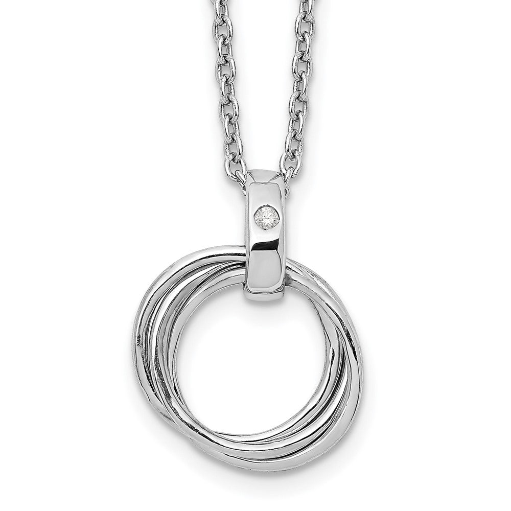 Sterling Silver White Ice Diamond Three Ring 20 inch Necklace