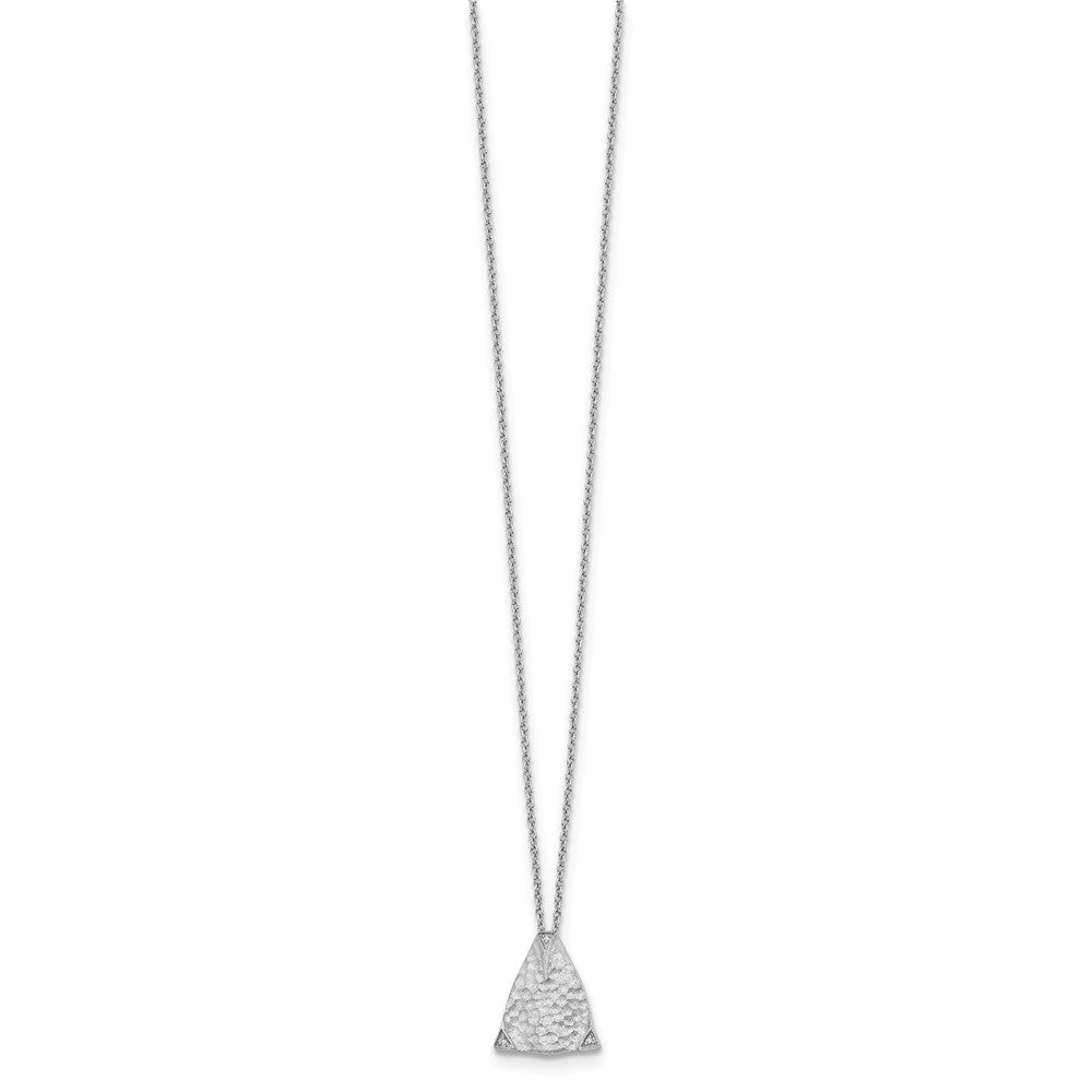 Sterling Silver Textured and Satin Triangle Diamond 20 inch Necklace