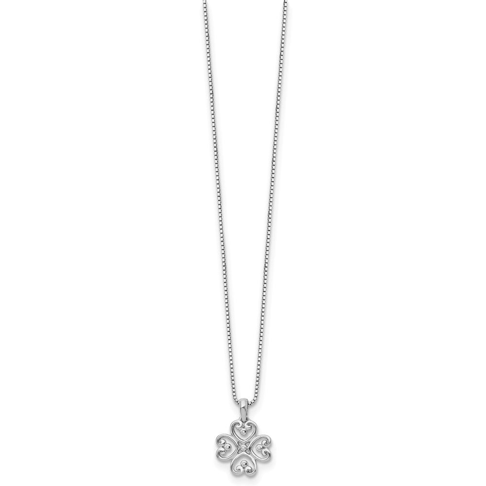 Sterling Silver White Ice Diamond 4 Heart 20 inch Necklace