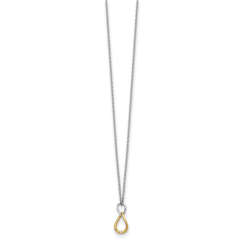 Sterling Silver White Ice Gold-tone Diamond 17x8 mm 20 inch Necklace