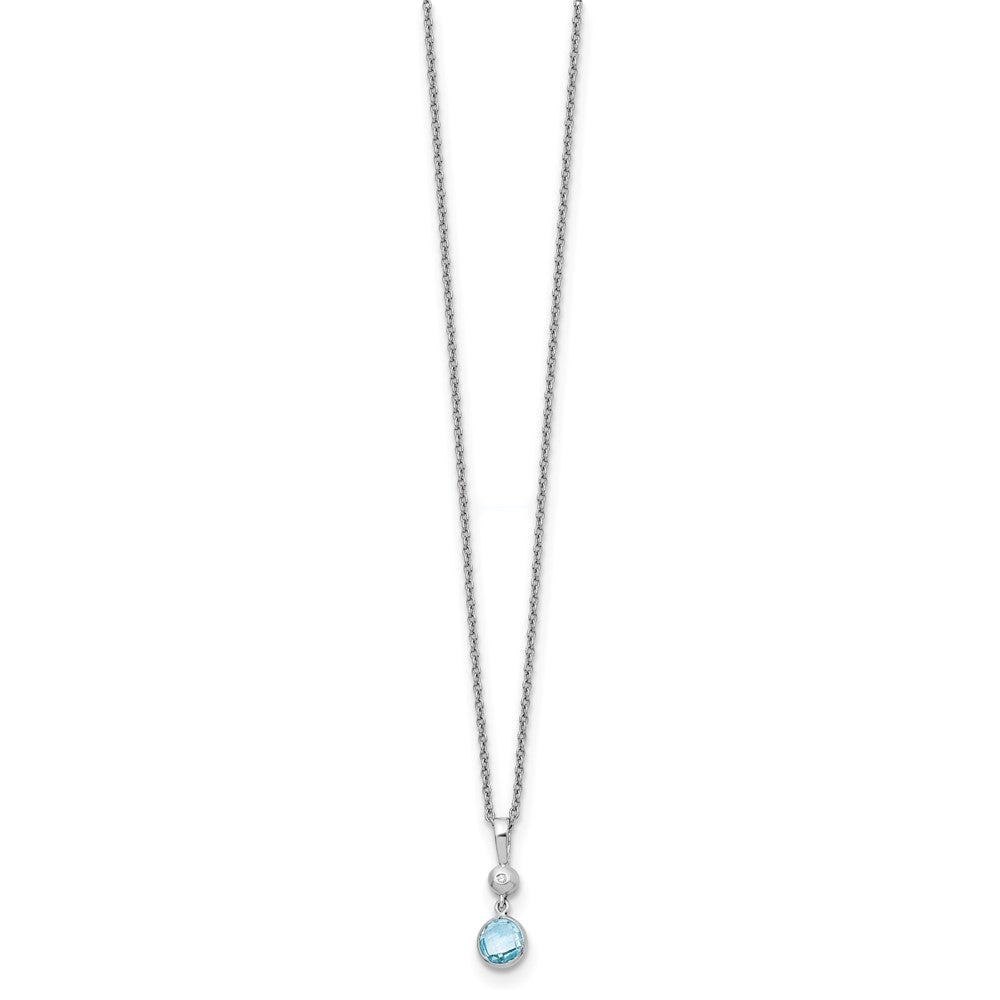 Sterling Silver White Ice Blue Topaz and Diamond 18 inch Necklace