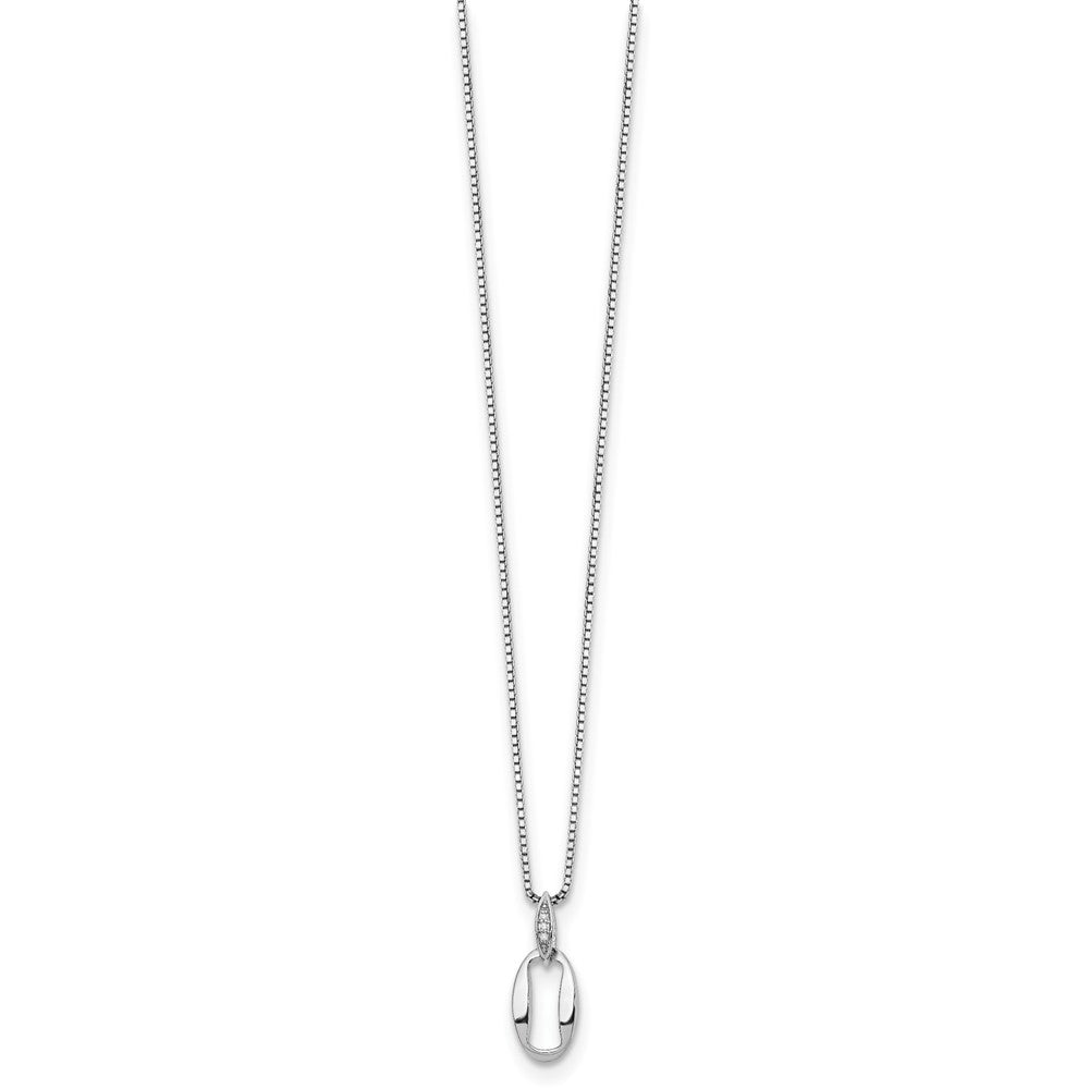Sterling Silver White Ice Diamond 20x7 mm 20 inch Necklace