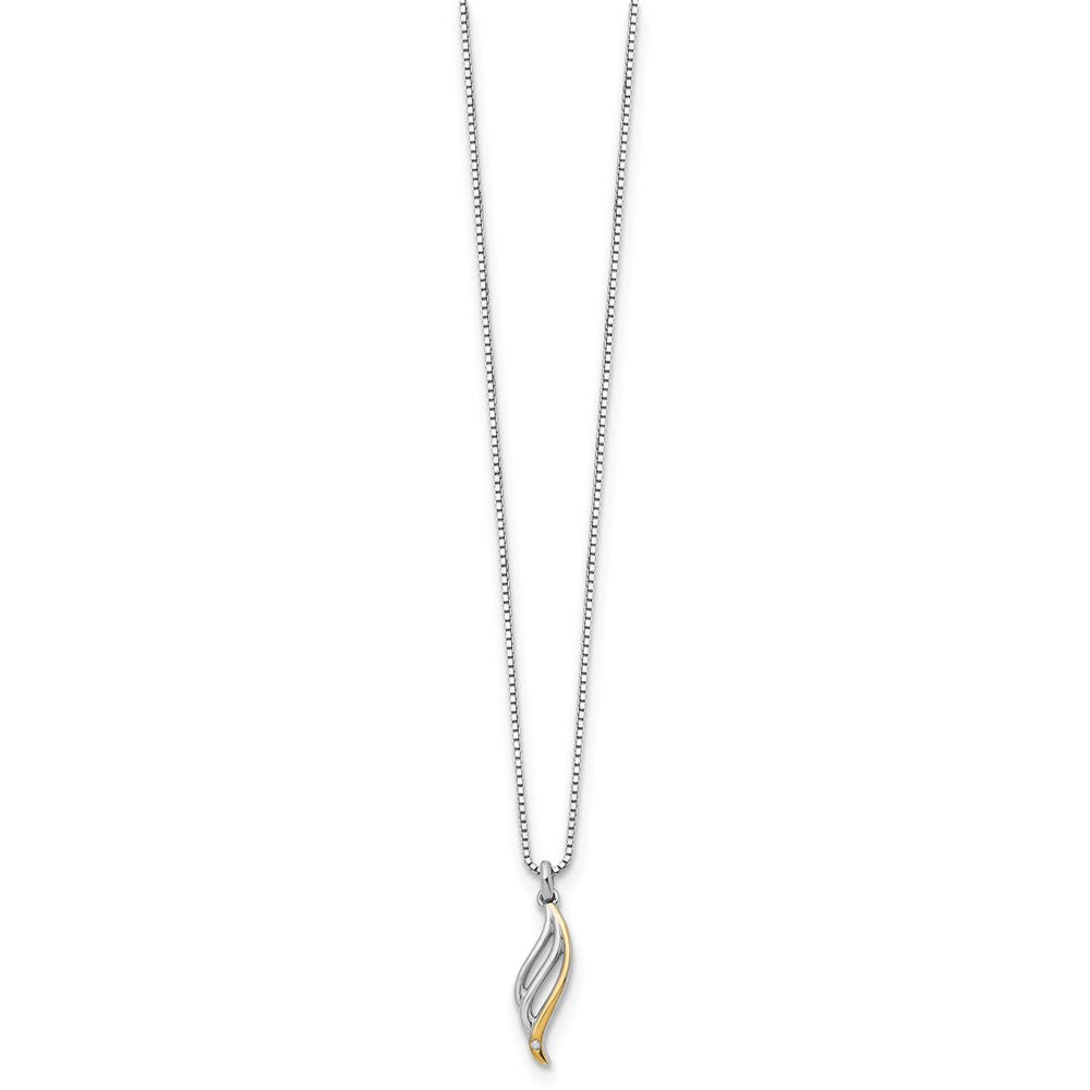 Sterling Silver White Ice Gold-tone Diamond 25x7 mm 20 inch Necklace