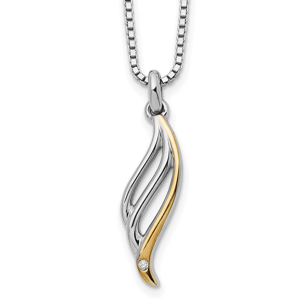 Sterling Silver White Ice Gold-tone Diamond 25x7 mm 20 inch Necklace