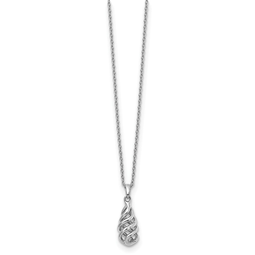 Sterling Silver White Ice Diamond Spiral 20 inch Necklace