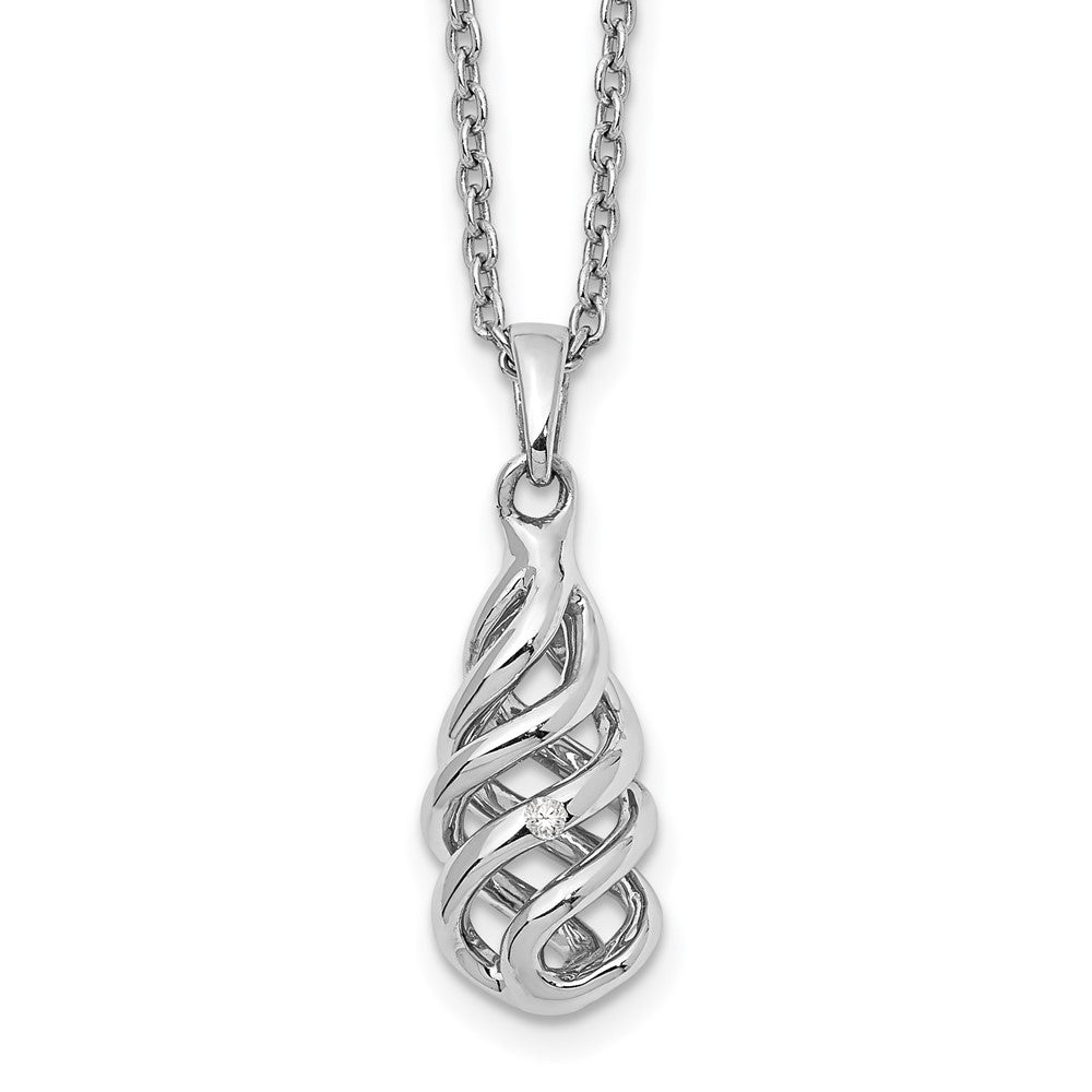 Sterling Silver White Ice Diamond Spiral 20 inch Necklace