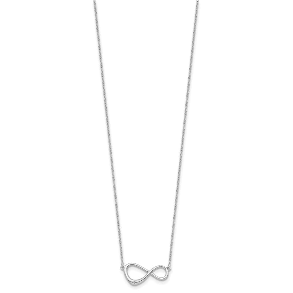 Sterling Silver White Ice Diamond Infinity Symbol 16 inch Necklace