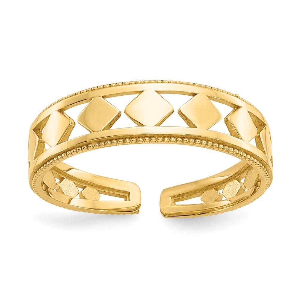 14k Yellow Gold Diamond Shapes Toe Ring