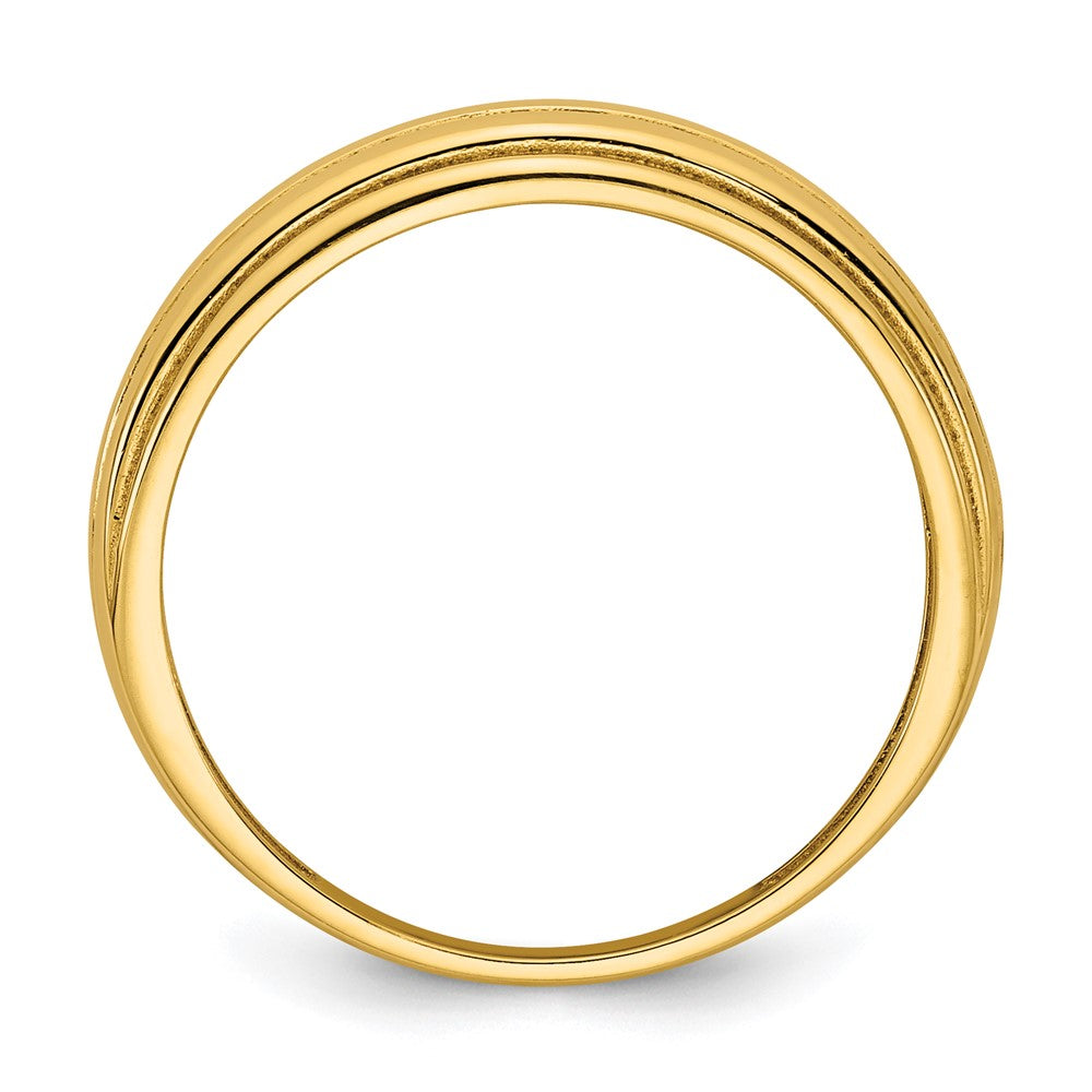 14k Yellow Gold Polished Grooved Graduated Ring, view 2 of 8
