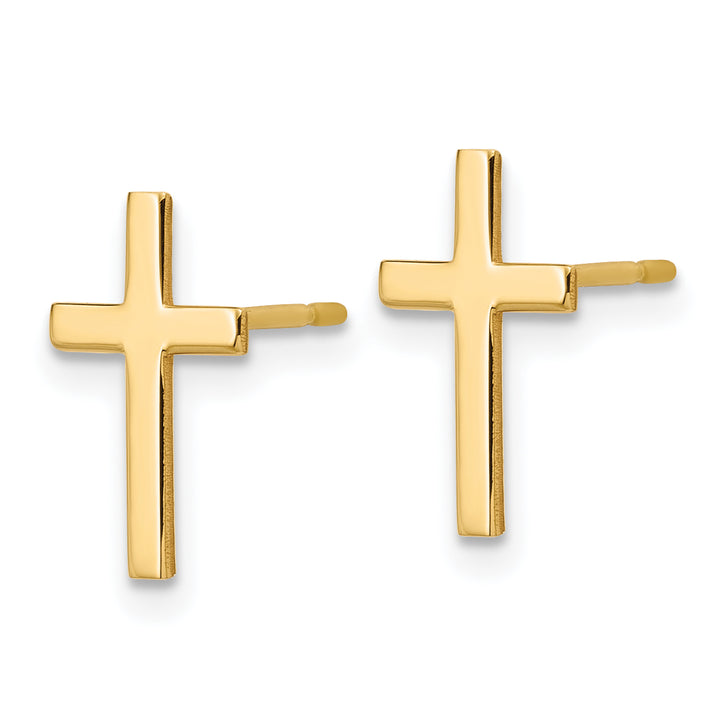 14K Yellow Gold Polished Cross Post Earrings
