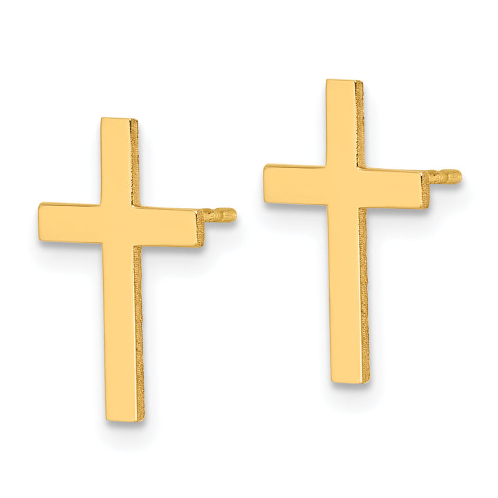 14K Yellow Gold Polished Cross Post Earrings