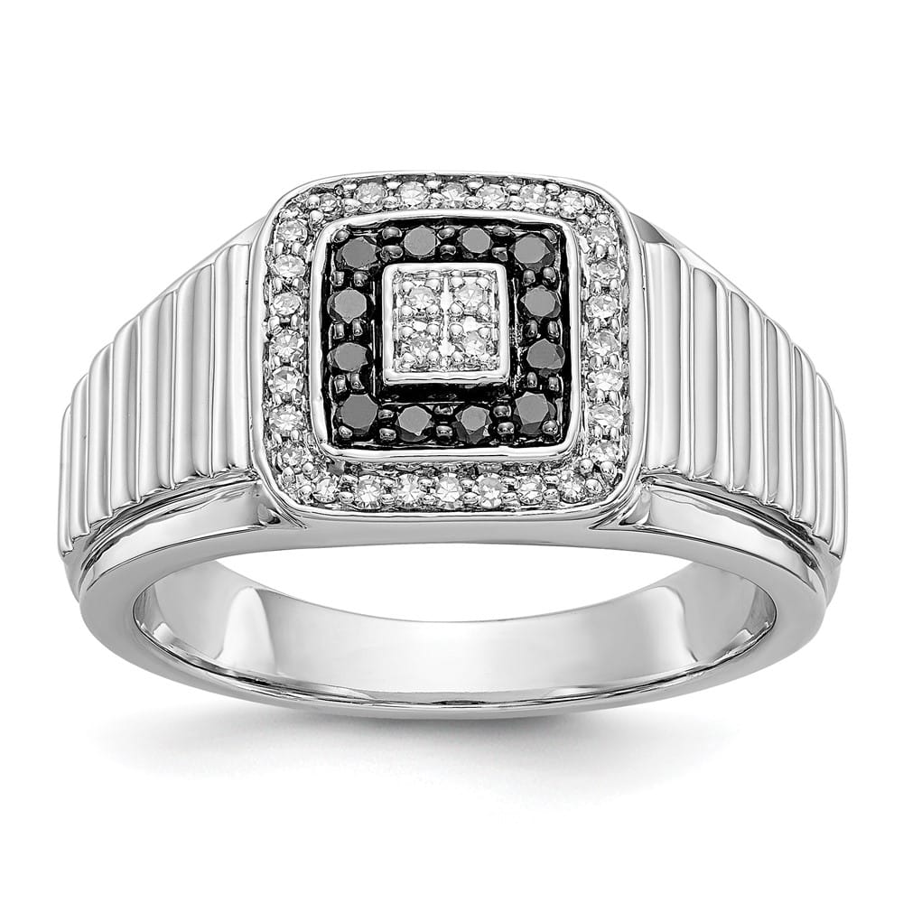 14k White Gold IB Goodman 1/3 Carat Black and White Diamond Men's Ring