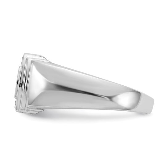 14k White Gold Men's Diamond Dad Ring