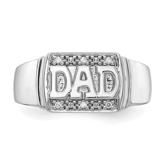 14k White Gold Men's Diamond Dad Ring