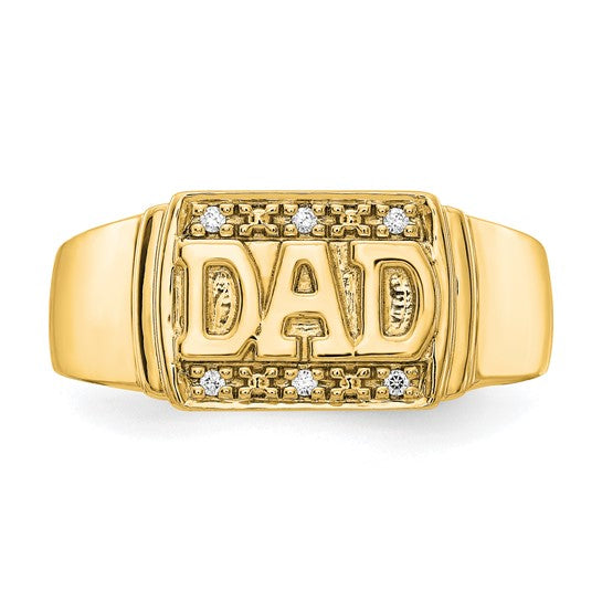 14k Yellow Gold Men's 1/20ct. Diamond Dad Ring