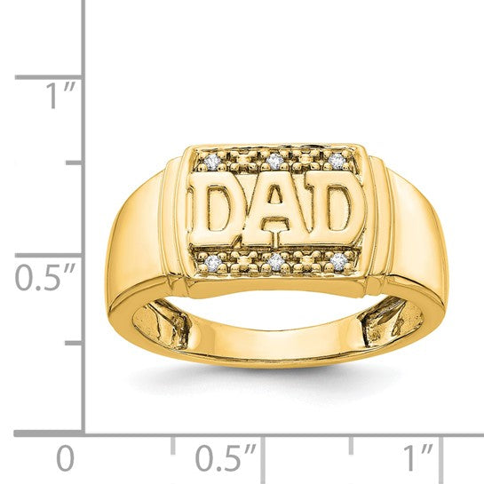 14k Yellow Gold Men's 1/20ct. Diamond Dad Ring