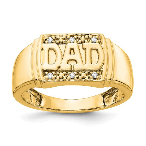 14k Yellow Gold Men's 1/20ct. Diamond Dad Ring