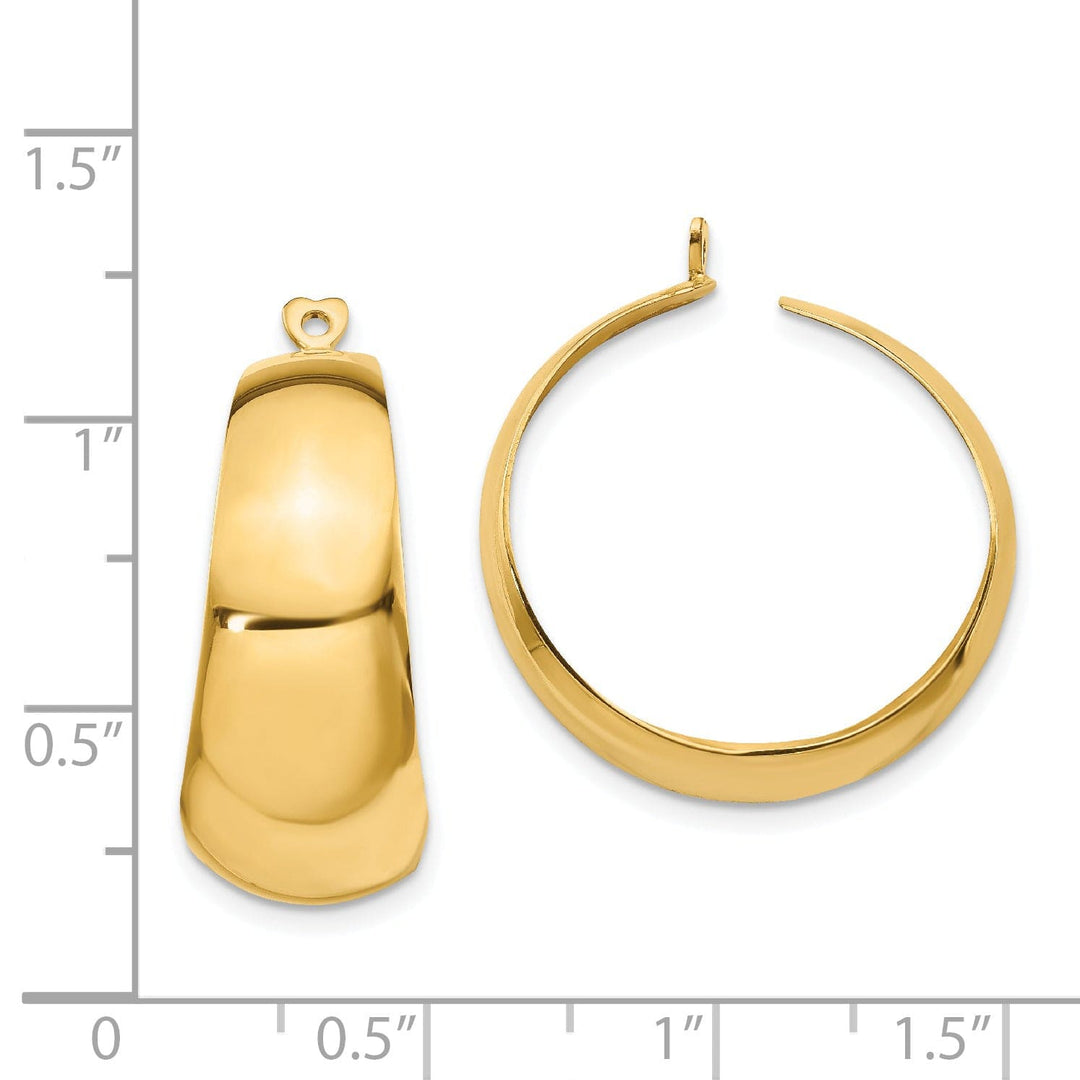 14k Yellow Gold Polished Tapered Hoop Earring Jackets