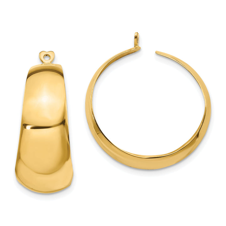 14k Yellow Gold Polished Tapered Hoop Earring Jackets