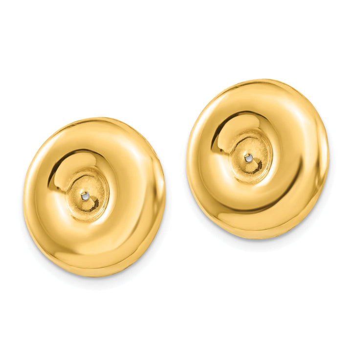 14k Yellow Gold Polished Round Design Earring Jackets