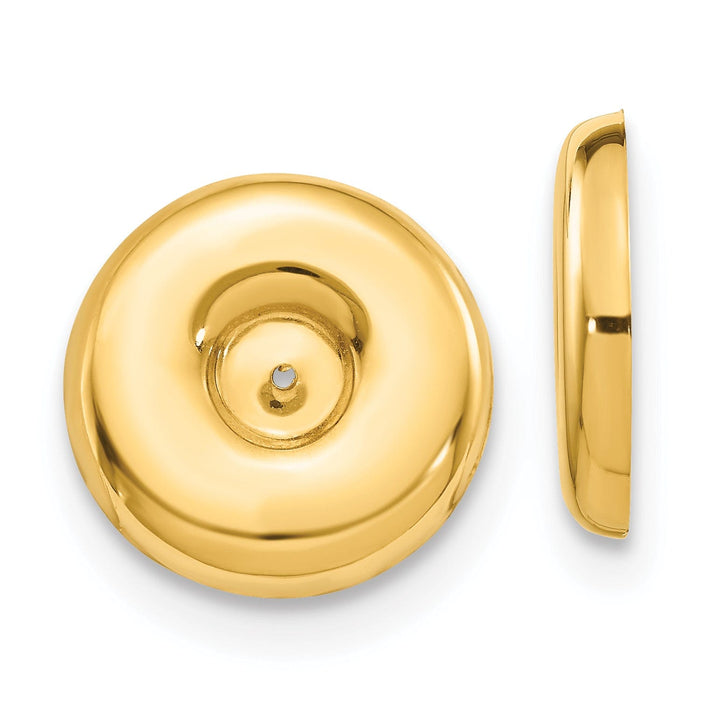 14k Yellow Gold Polished Round Design Earring Jackets
