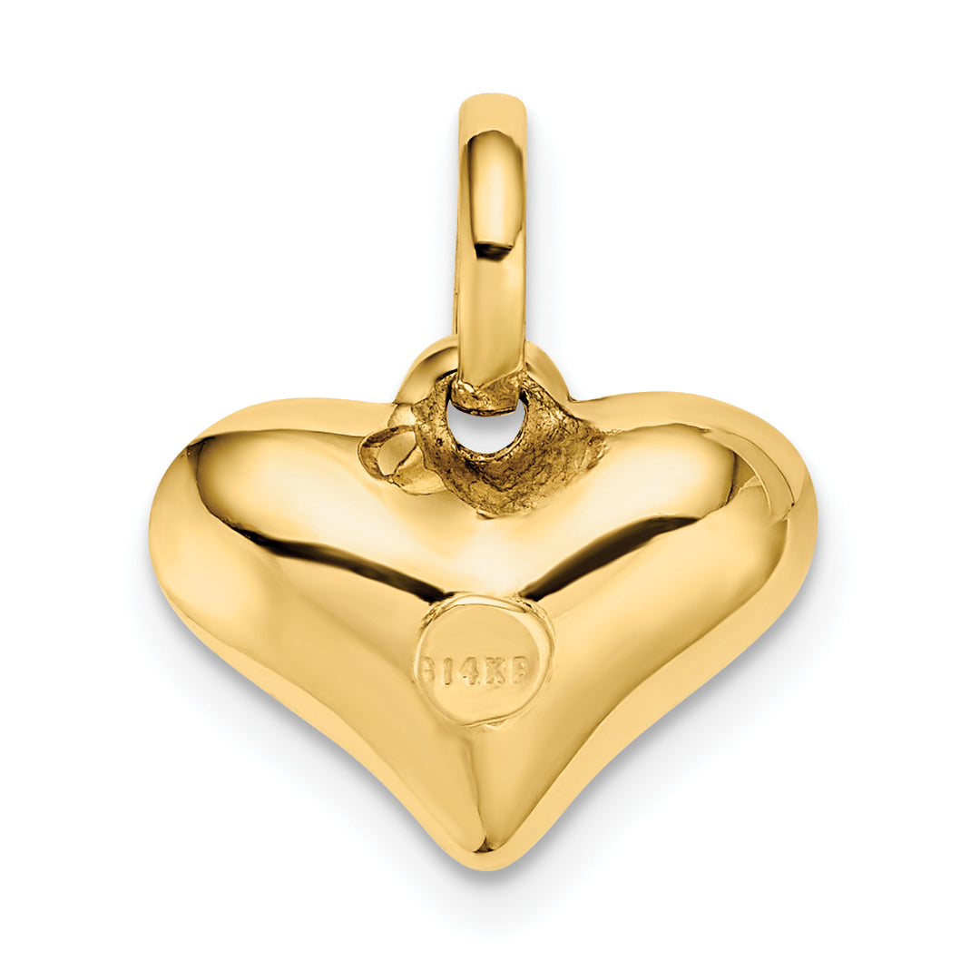 14k Yellow Gold Polished 3-D Puffed Design Heart Pendant