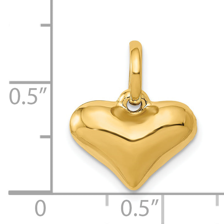 14k Yellow Gold Polished 3-D Puffed Design Heart Pendant