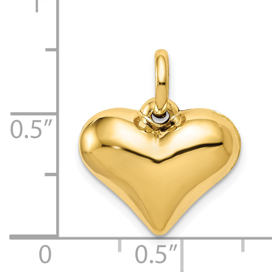 14k Yellow Gold Polished 3-D Puffed Heart Pendant