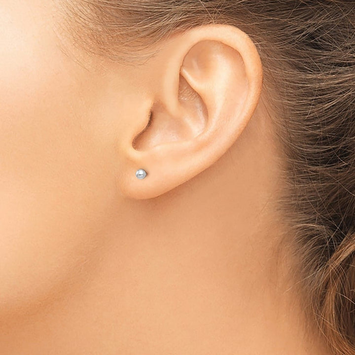 14K White Gold Madi K Polished 3mm Ball Post Earrings, view 3 of 5