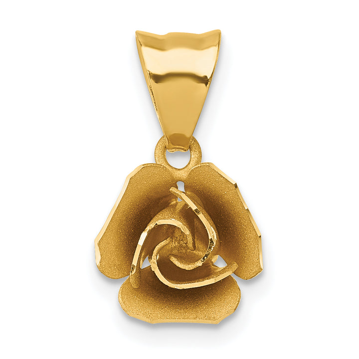 14k Yellow Gold Open Rose Flower Design Pendant