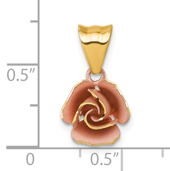 14k Yellow Rose Gold Open Rose Flower Charm Pendant