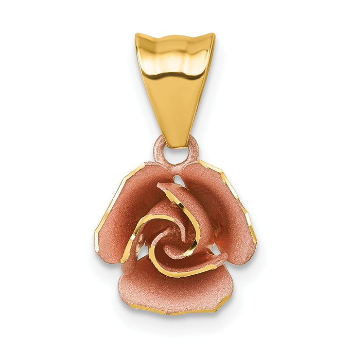14k Yellow Rose Gold Open Rose Flower Charm Pendant