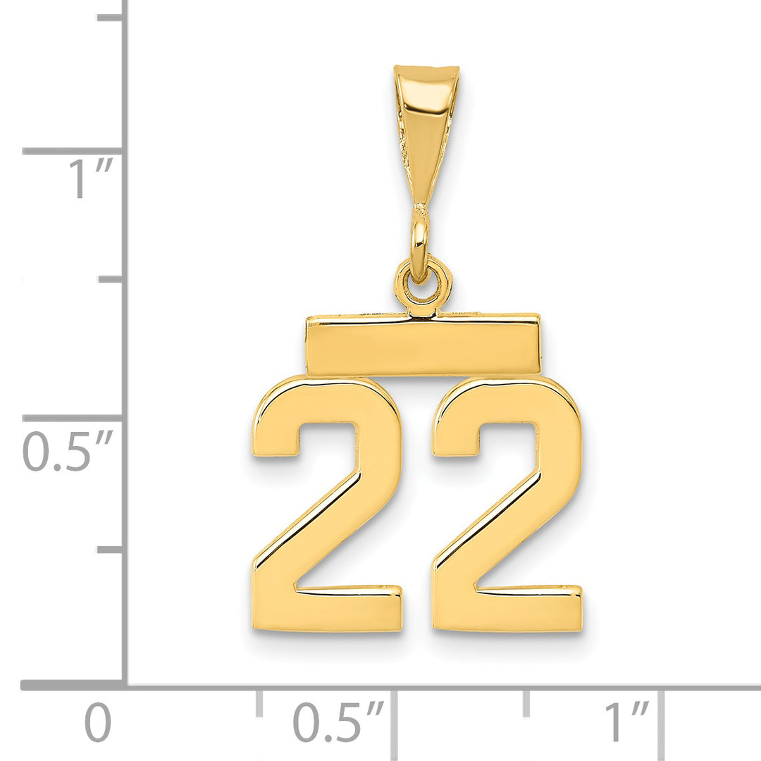 14k yellow gold small polished number 22 charm